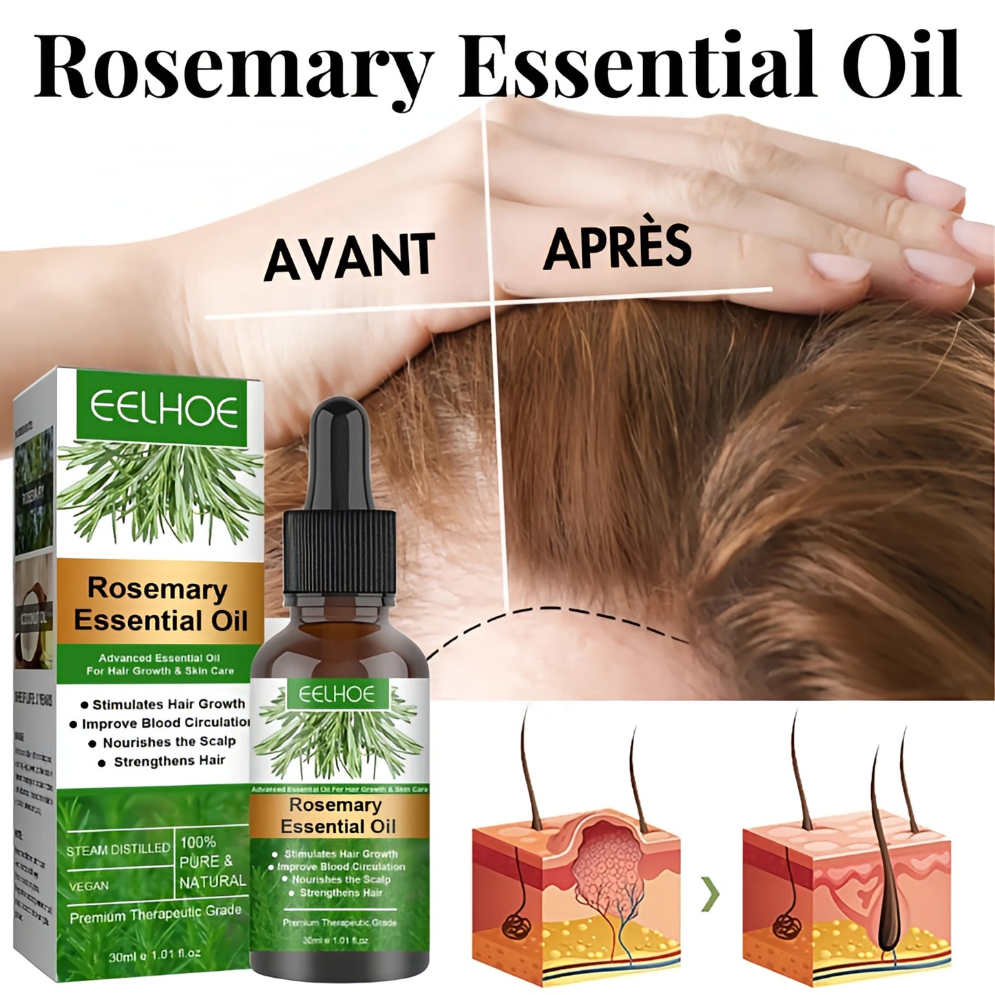 Rosemary Huile pour cheveux 30 ml